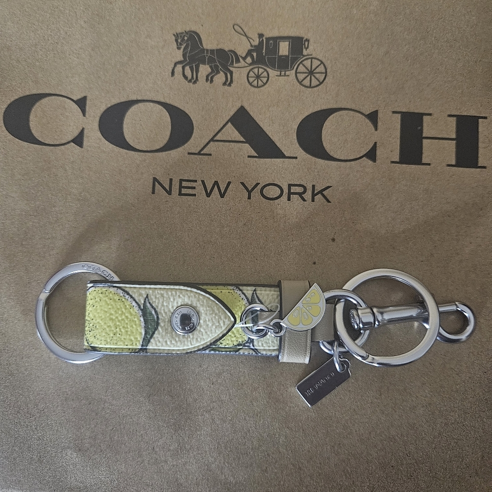 NWOT Coach Trigger Snap Bag Charm With Lemon Print CA047